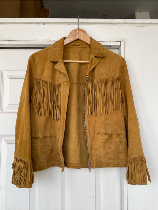 All Saints Jackets & Blazers - All Saints Suede Fringe Jacket - Tan